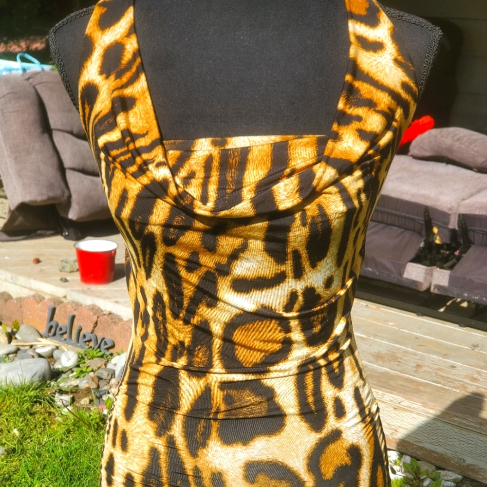 Sexy cat print bodycon mini